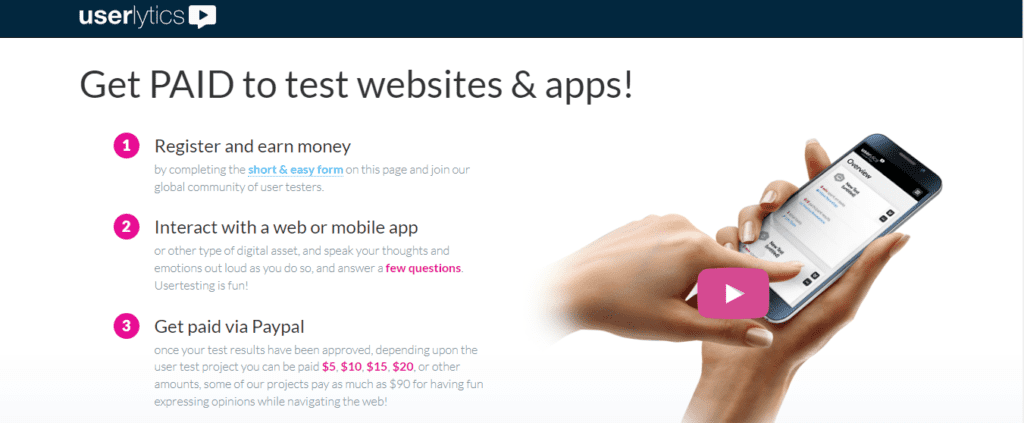 Userlytics - Get Paid to Test Websites